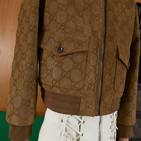 gucci leather jacket madonna|Perforated leather bomber jacket with GG .